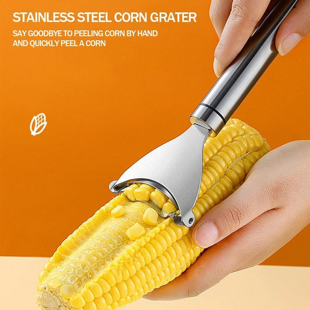Stainless Steel Corn Cob Peeler Stripper Remover Kitchen Cutter Thresher Tool