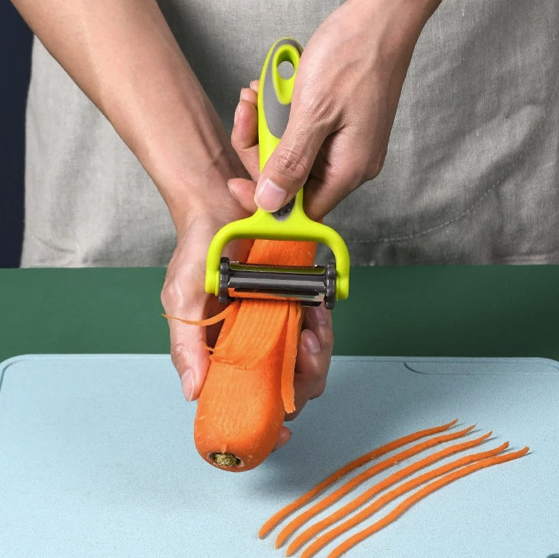 1pc 3-in-1 Rotary Vegetable Peeler Julienne Slicer Stainless Steel – NEW