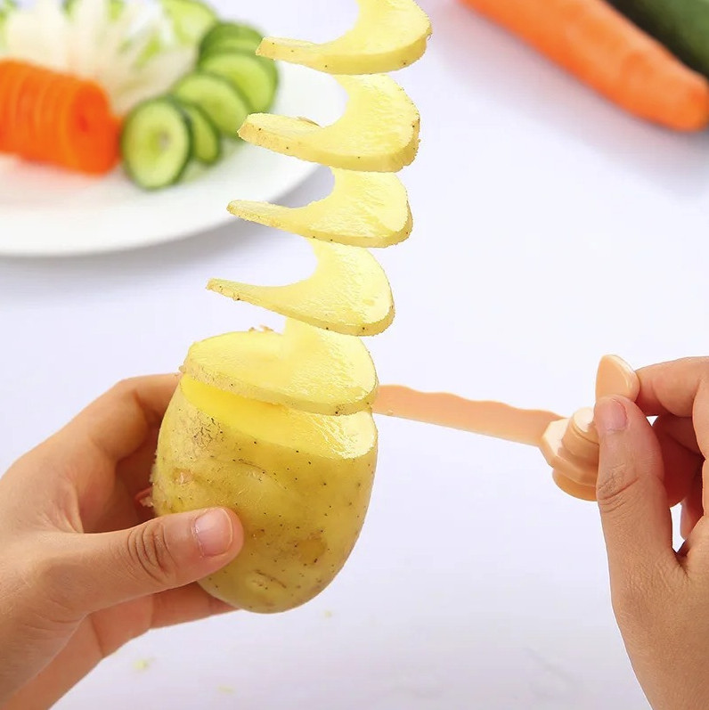 3pcs Spiral Potato Cutter Twister Slicer Stainless Steel Kitchen Tool – NEW