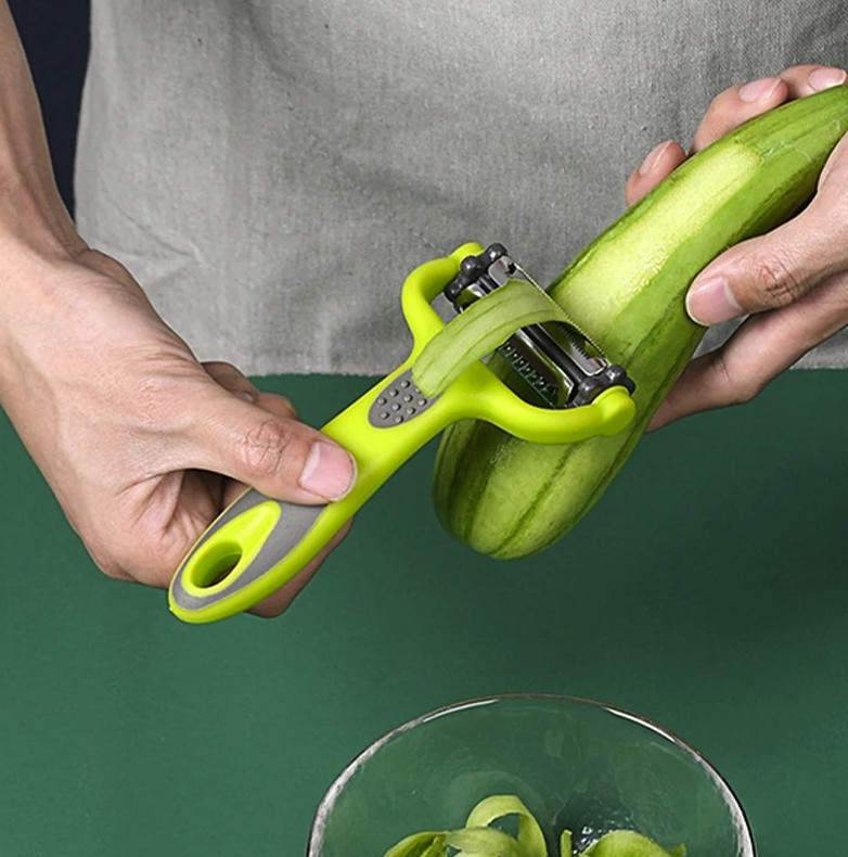 1pc 3-in-1 Rotary Vegetable Peeler Julienne Slicer Stainless Steel – NEW