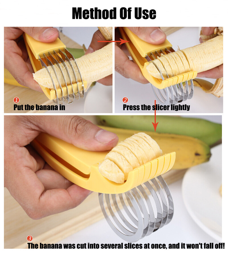 1/2Pcs Banana Slicer Fruit Knife Veggie Cucumber Cutter Kitchen Gadget Bar Tools