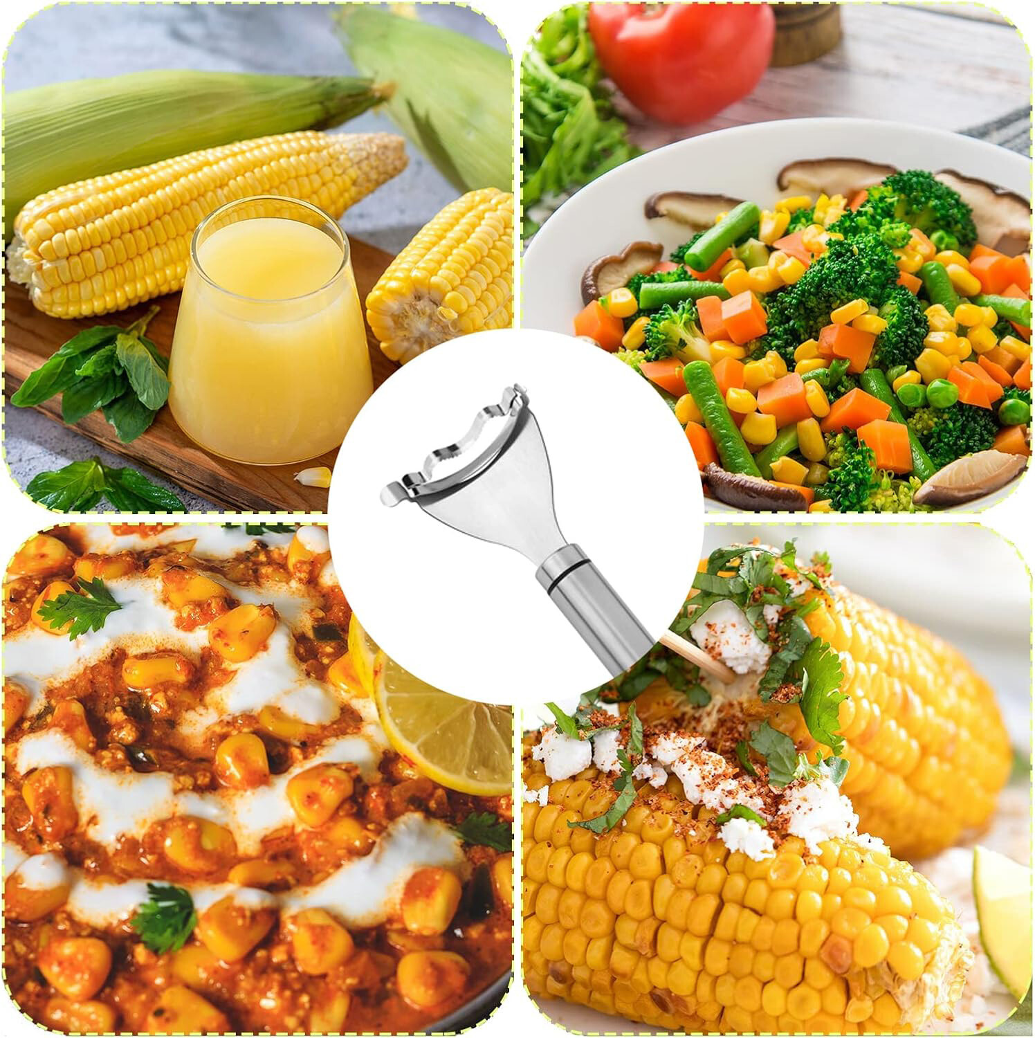 Stainless Steel Corn Cob Peeler Stripper Remover Kitchen Cutter Thresher Tool US
