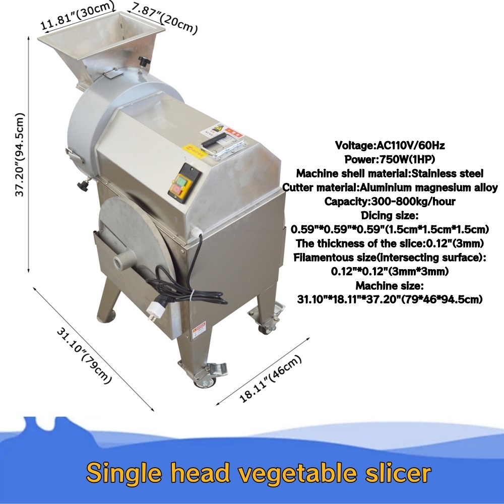 110V 60Hz Electric Potato Dicer & Shredder 750W 1HP Commercial Vegetable Cutter