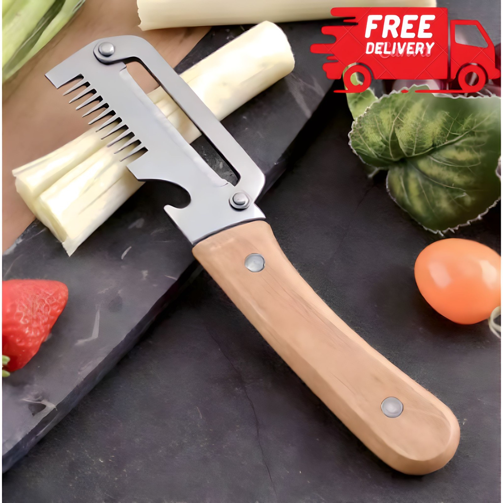 Vegetable Peeler Stainless Steel Wooden Handle Kitchen Slicer Cabbage Shredder
