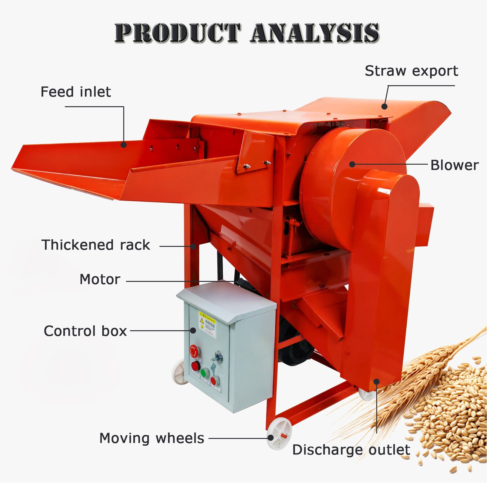 220V Grain Hulling&Peeling Machine Thresher Sheller for Rice Wheat 400-600kg/h