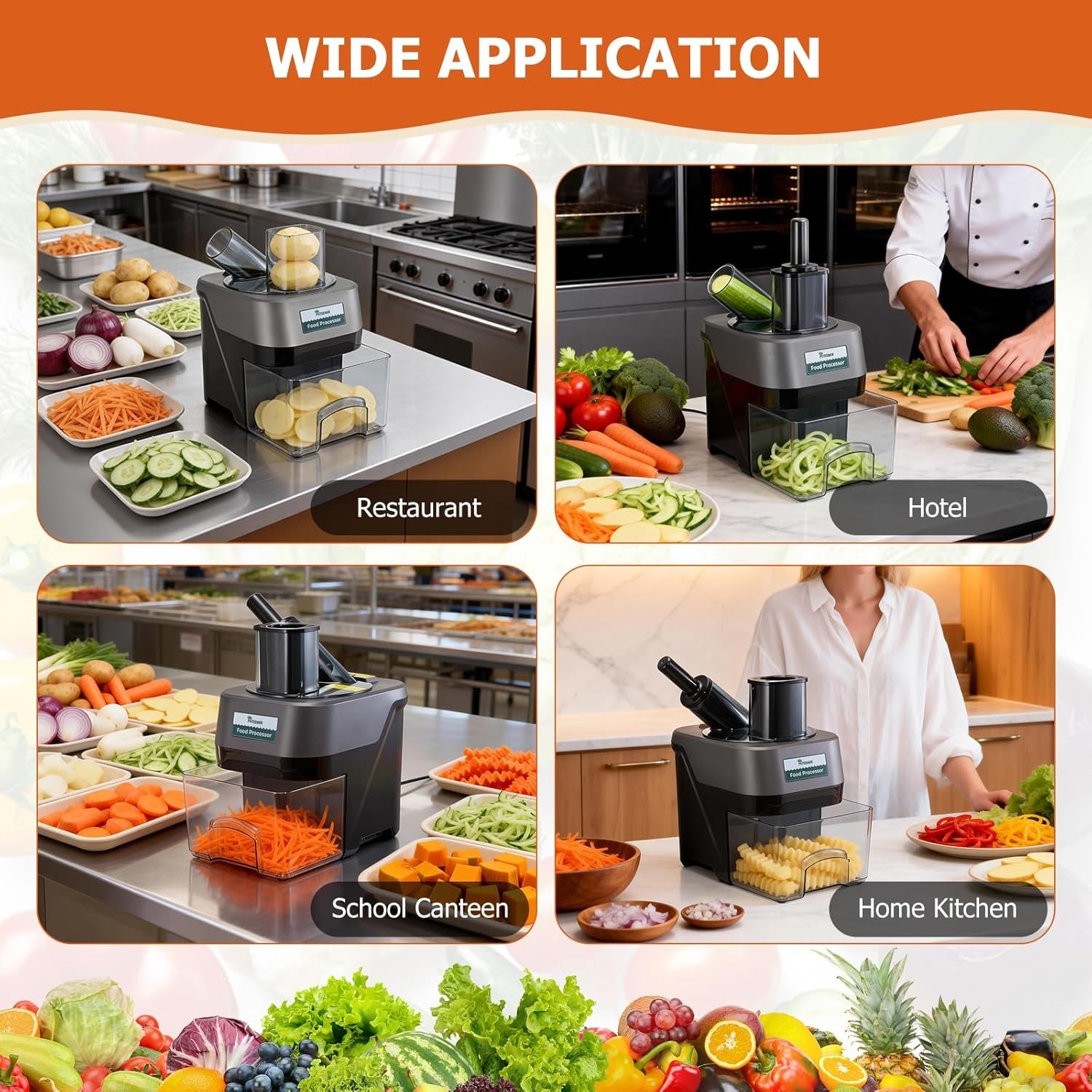 5-In-1 Electric Vegetable Chopper, Commercial Vegetable Slicer Food Processor…