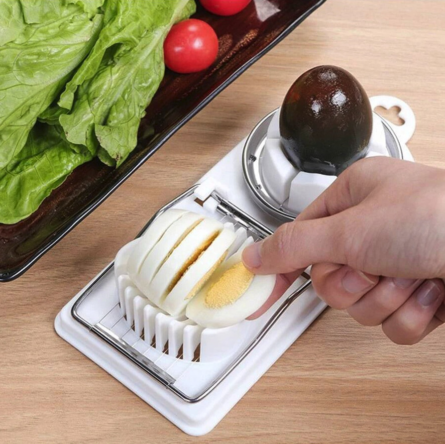 2-in-1 Egg Cutter Stainless Steel Wire Slicer with PP Base Kitchen Tool – NEW