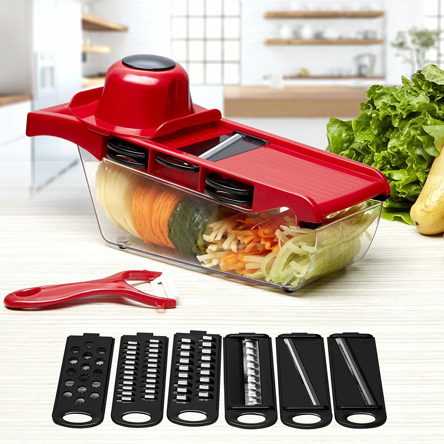 Vegetable Slicer Chopper Onion Dicer Veggie Fruit Kitchen Cutter Tool w/ 6 Blade