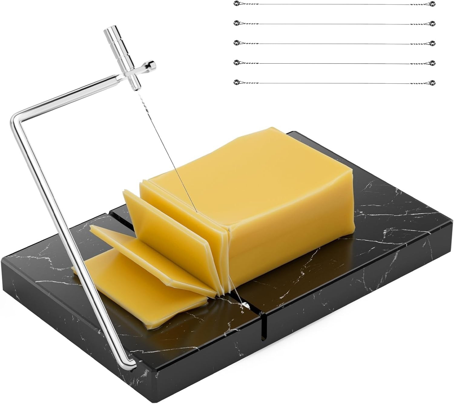 Cheese Slicer Cheese Cutter Marble Board Kitchen Tool with 5 Replacement Wires