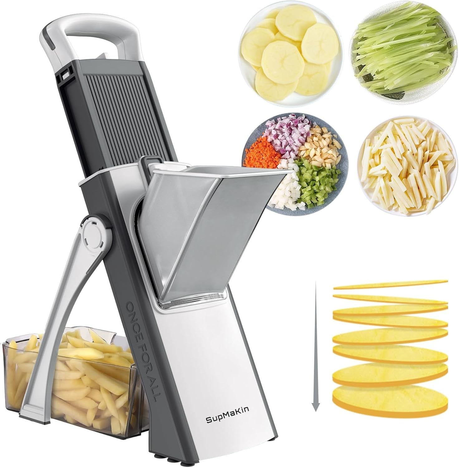 Upgrade Safe Mandoline Slicer: Multi Vegetable Chopper for Effortless Meal Prep