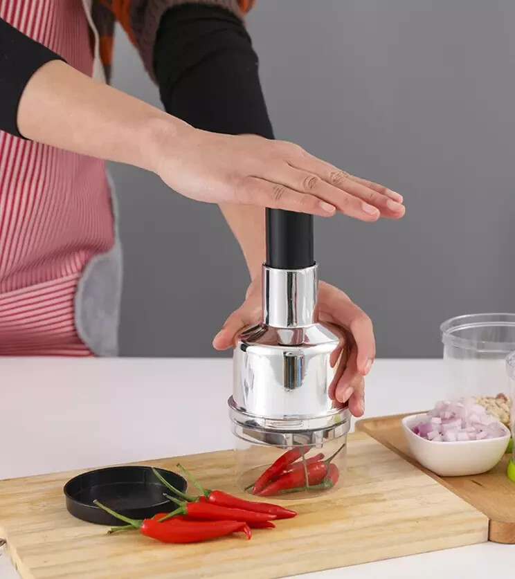 2x Manual Hand Press Garlic Onion Vegetable Food Chopper Cutter Processor Dicer