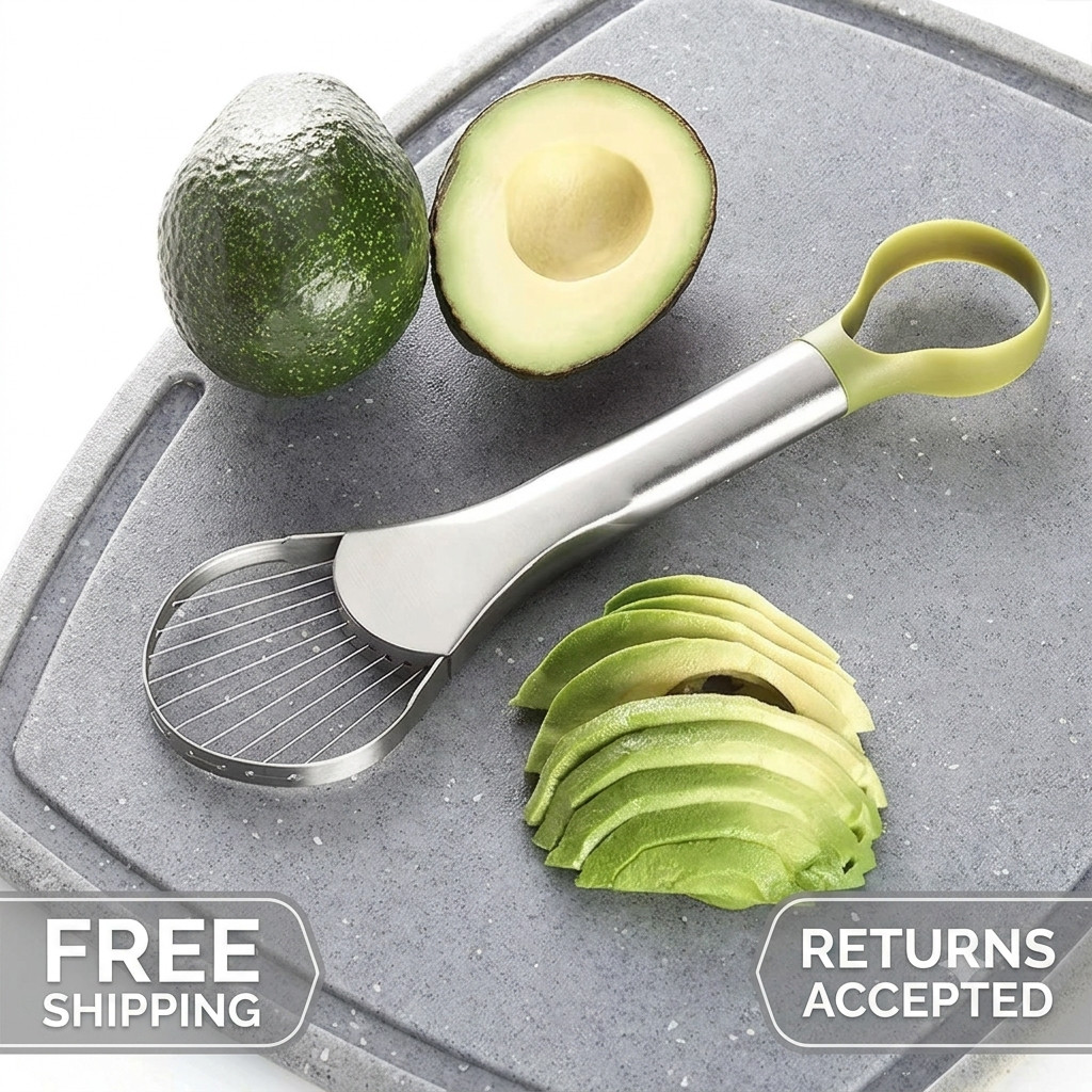 2-in-1 Stainless Steel Avocado Slicer Cutter Peeler Fruit Kitchen Tool