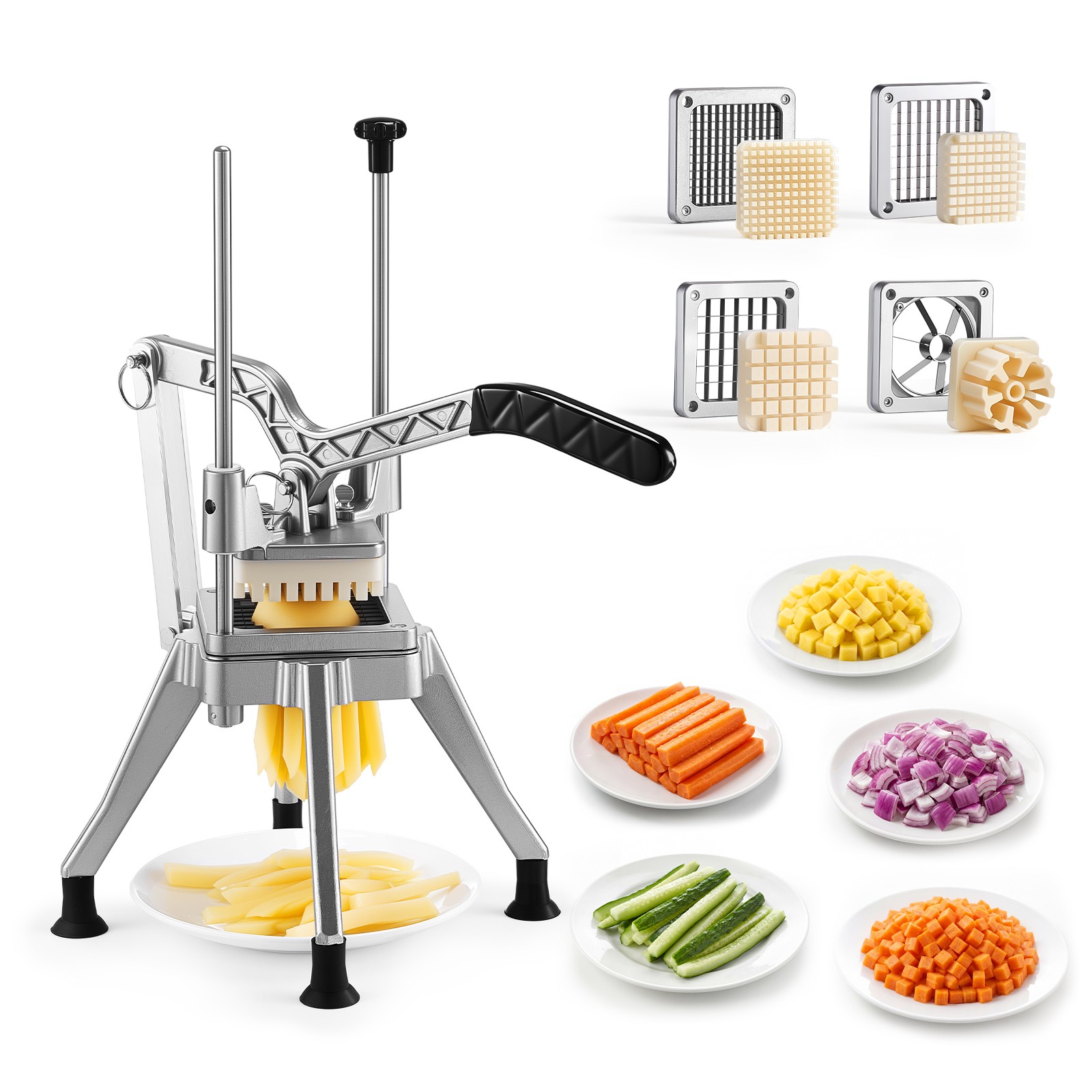 VEVOR French Fry Cutter Commercial Vegetable Chopper with 4 Replacement Blades