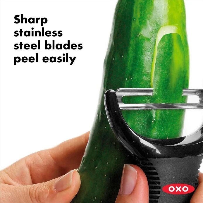 OXO Good Grips Y Peeler, Swivel Blade, Nylon & Silicone, Black, 5 in