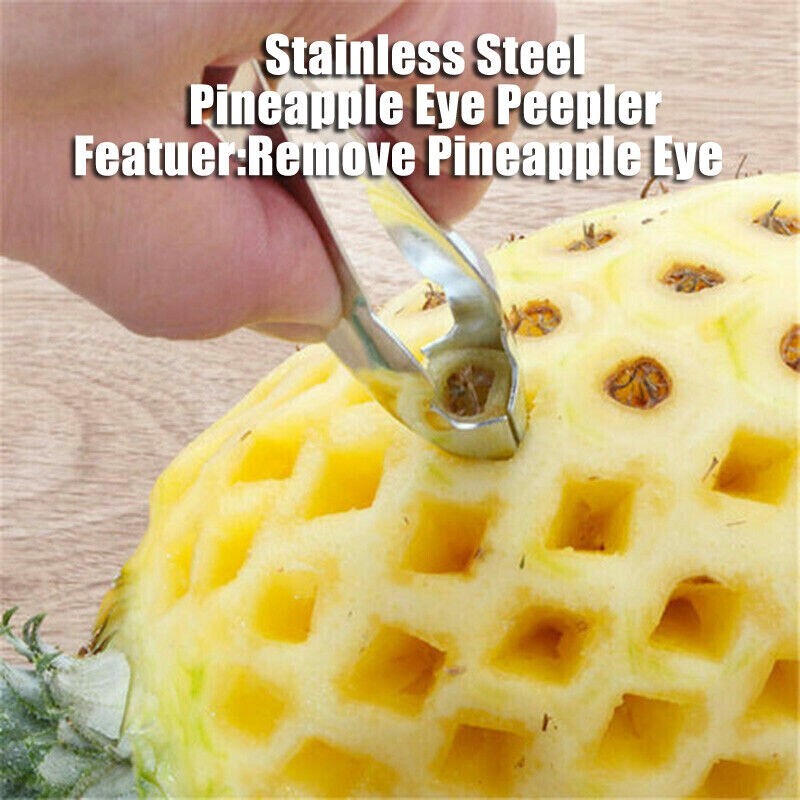 2PCS New Kitchen Tools Stainless Steel Pineapple Corer Slicer Cutter Eye Peeler