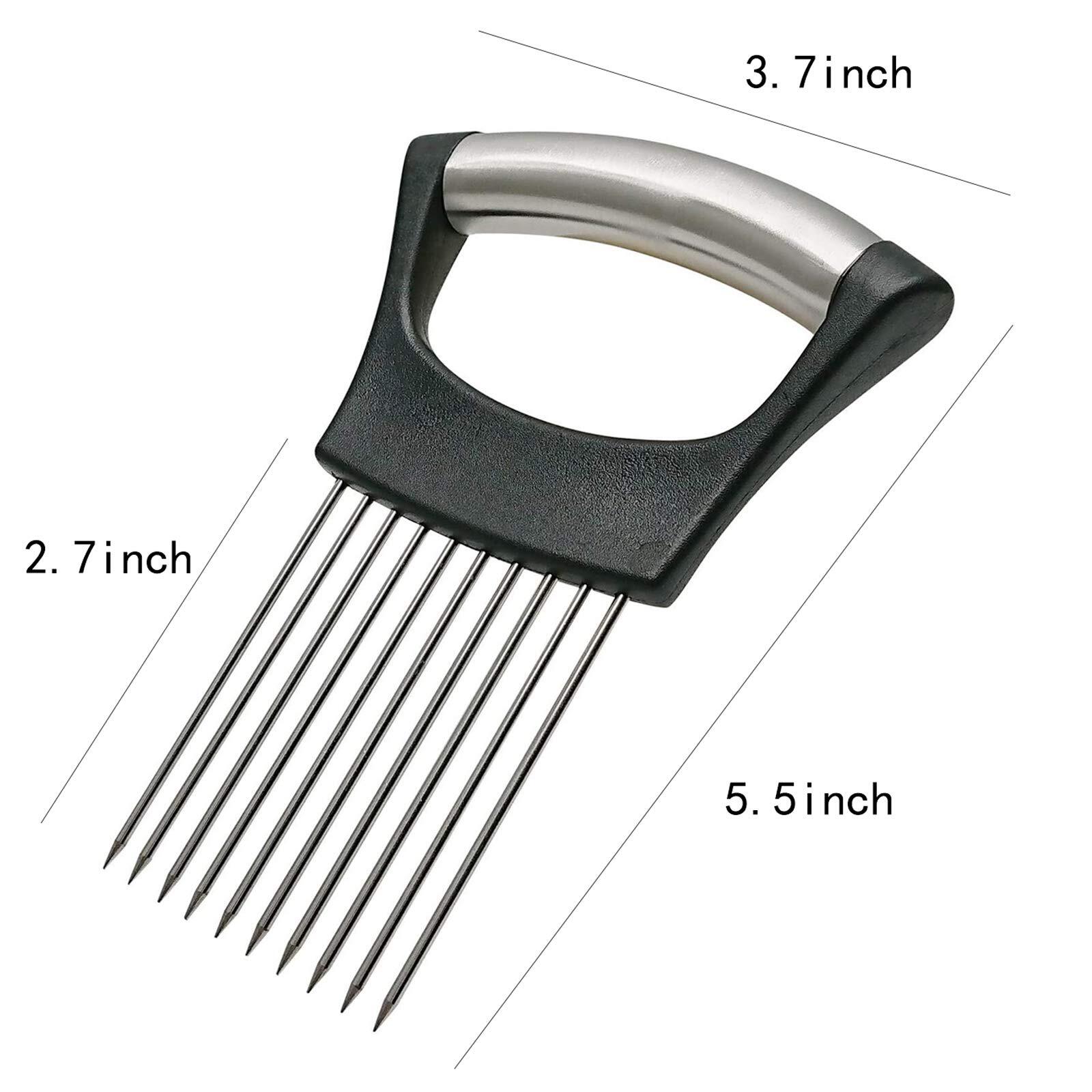 1Pack Stainless Steel Onion Holder Slicer Assistant Cutter Chopper Kitchen Tool