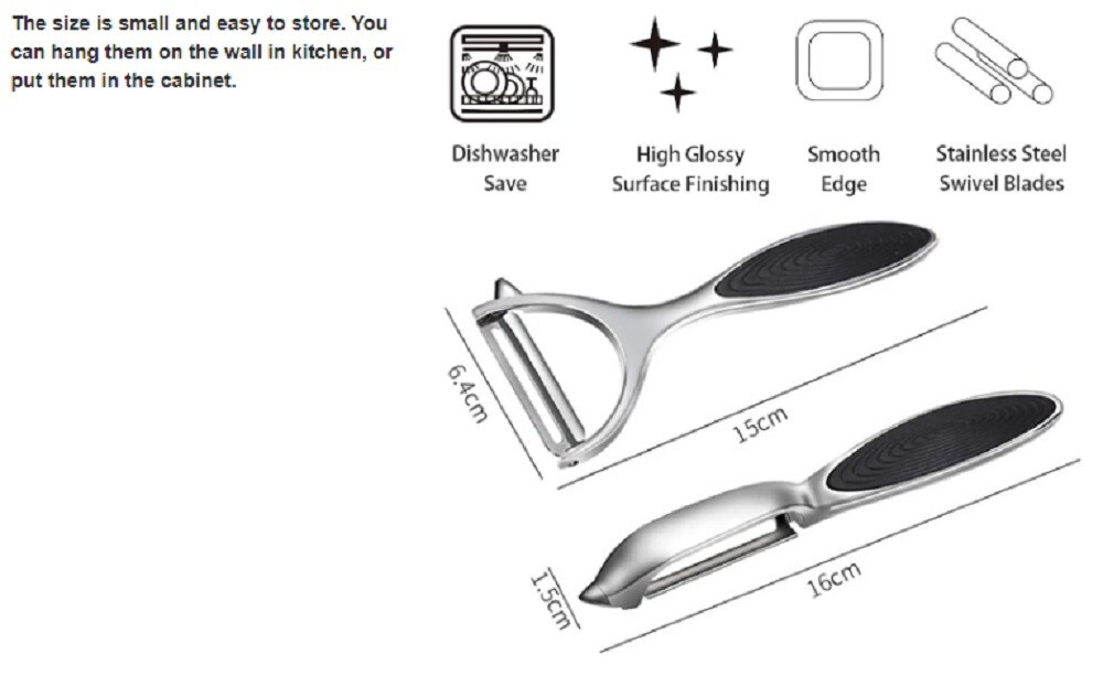 2 Stainless Steel Vegetable & Fruit Peeler Set – Non-Slip Handle Potato Peeler