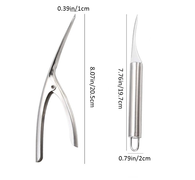 2Pcs Stainless Steel Shrimp Peeler&Deveiner Tool Set, Seafood Kitchen Tools