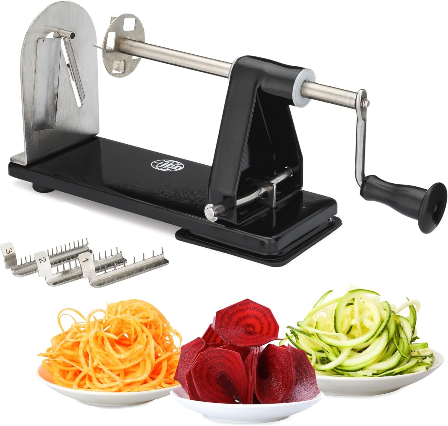 ICO 3-Blade Steel Vegetable Spiralizer Slicer and Curly Fry Cutter Zoodles Make
