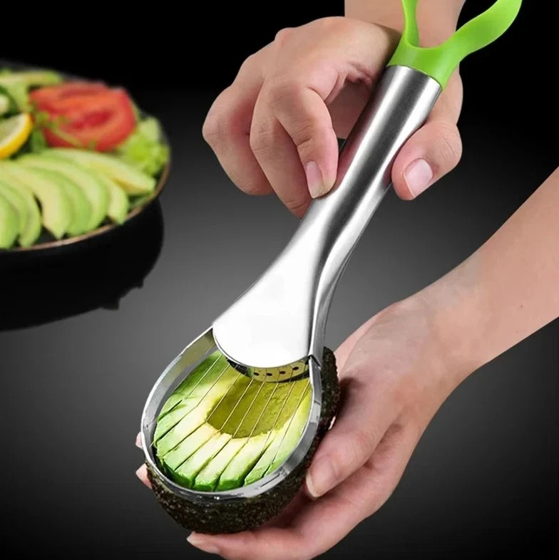 2-in-1 Stainless Steel Avocado Slicer Cutter Peeler Fruit Tool NEW