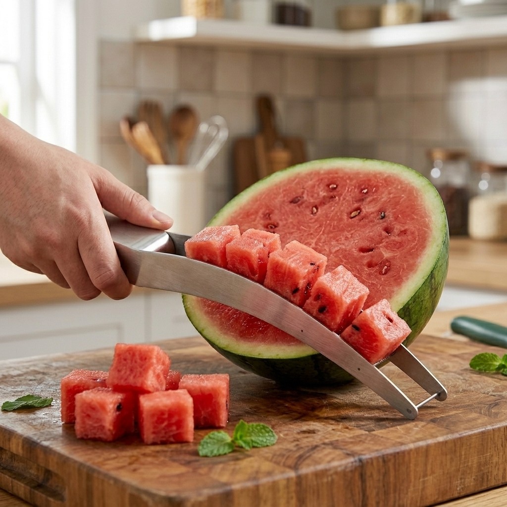 Watermelon Cube Slicer Cutter Stainless Steel Kitchen Fruit Prep Tool