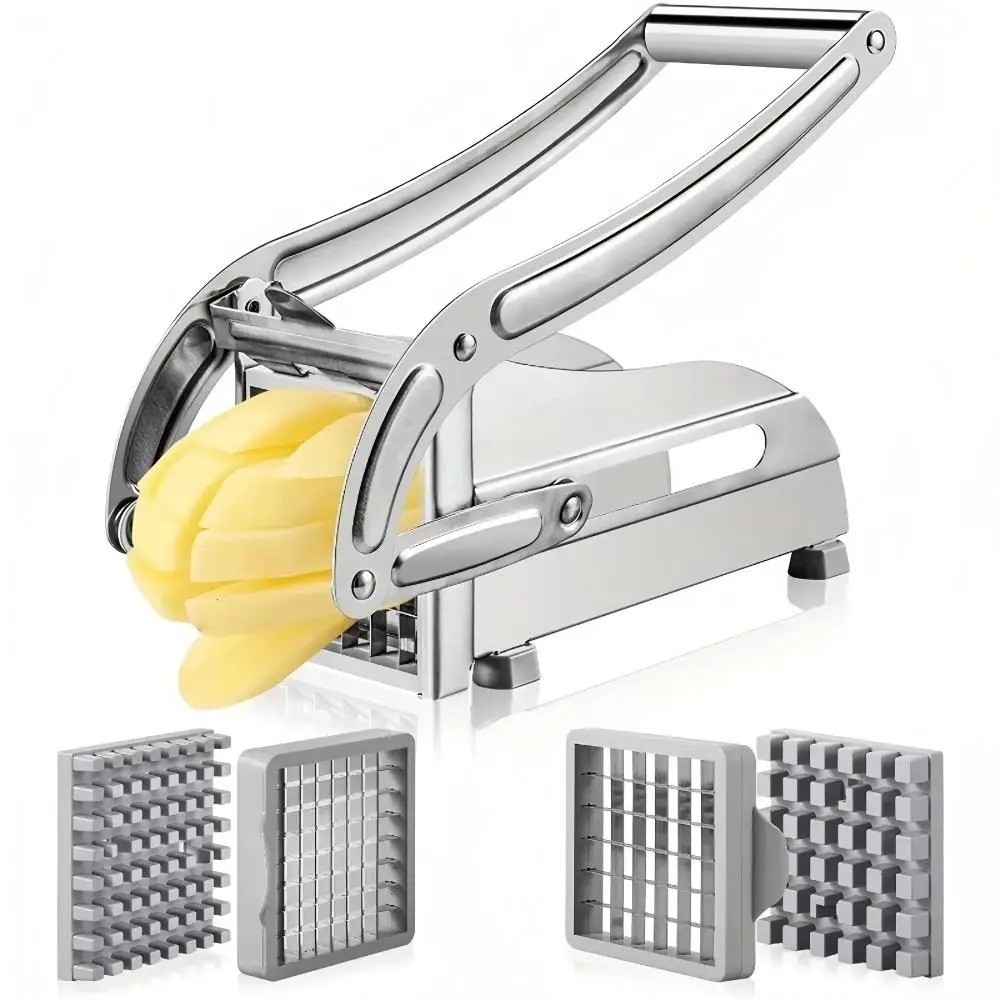 1pack Stainless Steel Manual Potato Cutter 4 in 1 French Fries Slicer Potato Chi