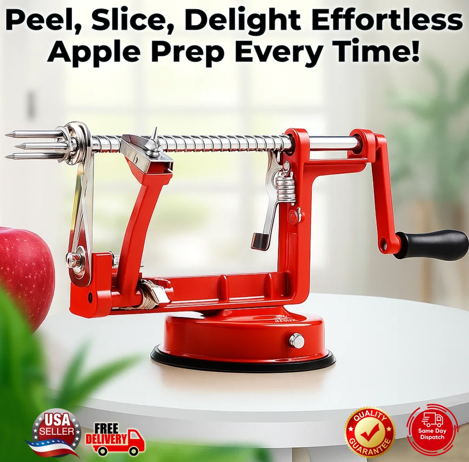 Apple Peeler Corer Slicer Stainless Steel Kitchen Tool 3-in-1 for Fruit & Potato