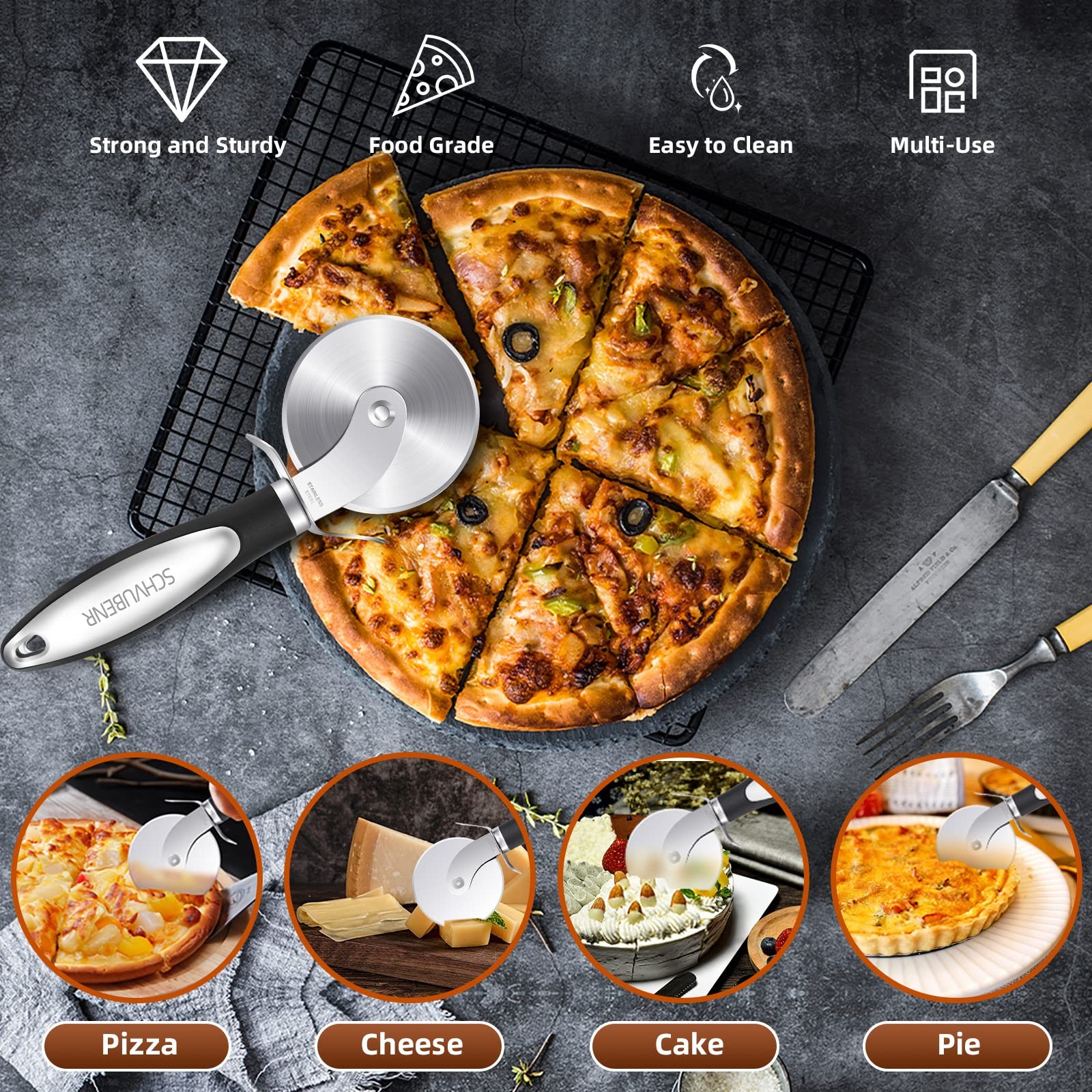 Pizza Cutter Stainless Steel Pizza Cutter Wheel Super Sharp Pizza Slicer Pastry