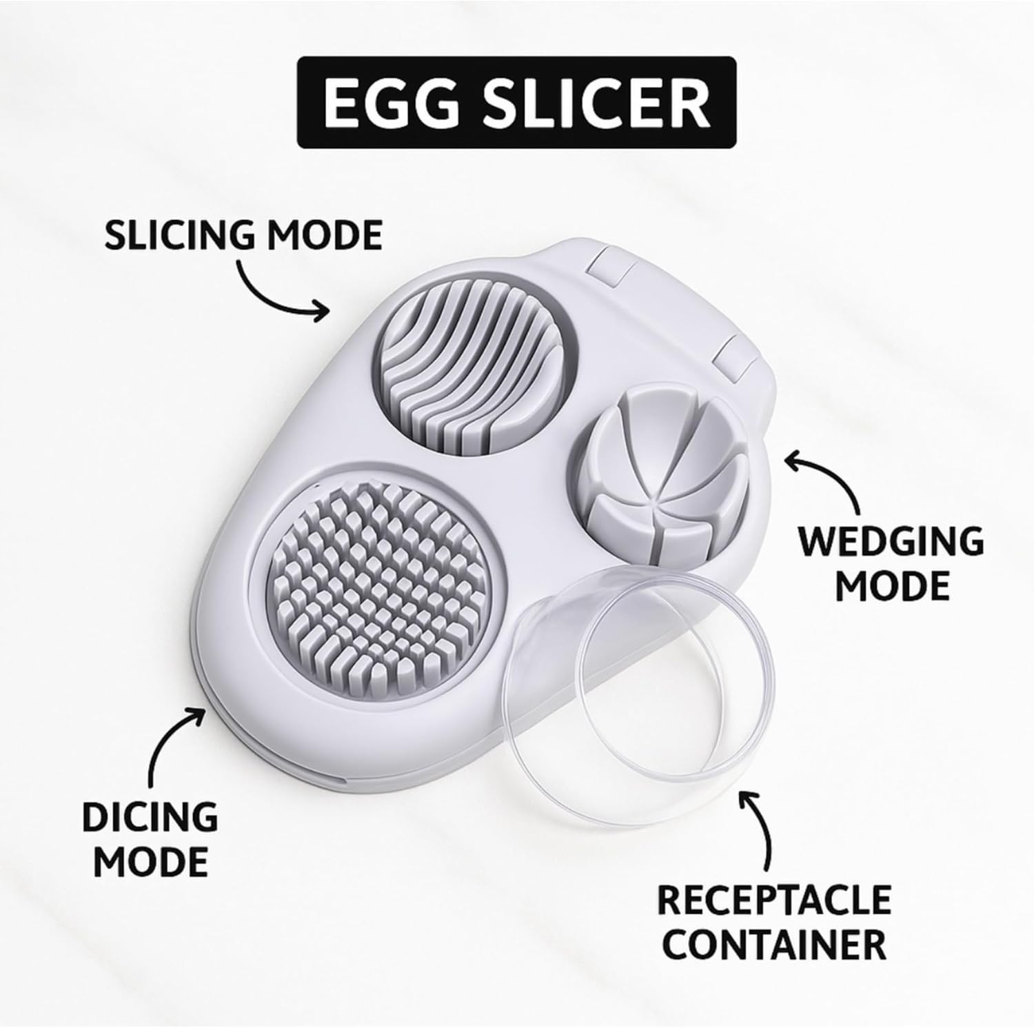 3-in-1 Egg Slicer with Stainless Steel Wire