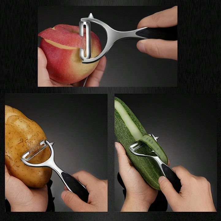 2pcs Stainless Steel Vegetable Peelers Non-Slip Handle Sharp Blade Kitchen