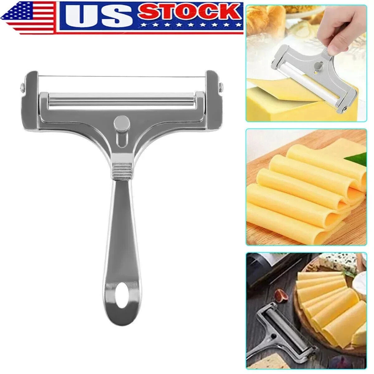 Cooking Hard Cheese Slicer Adjustable Stainless Steel Wire Cutter Kitchen Tool