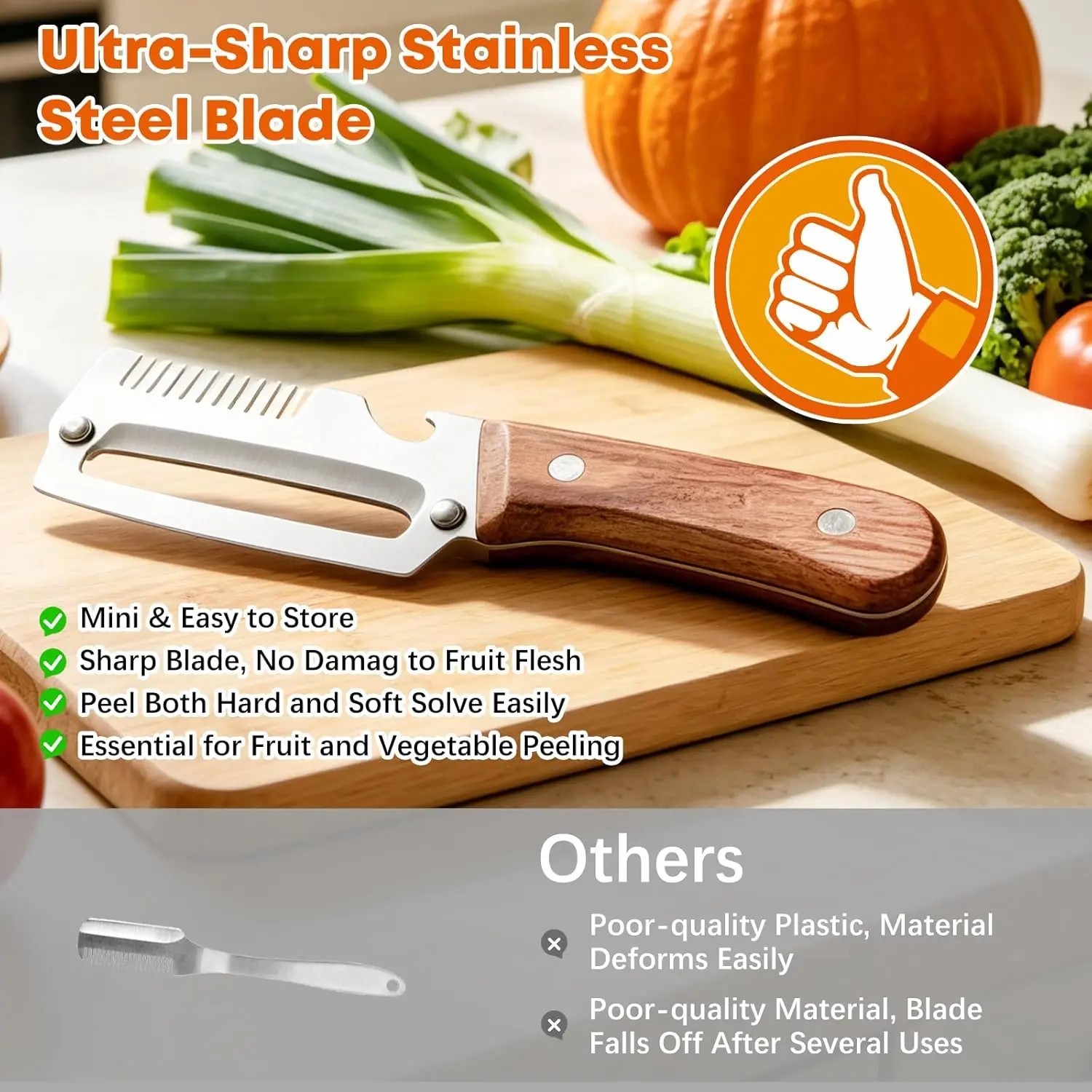 2Pcs Vegetable Peeler 3 in 1 Multi-Functional for Kitchen Stainless Steel Peeler