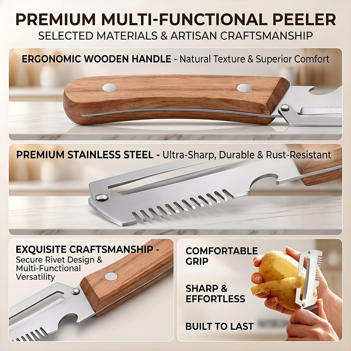 3 in 1 Multi-Functional Vegetable Peeler for Kitchen Stainless Steel Peeler
