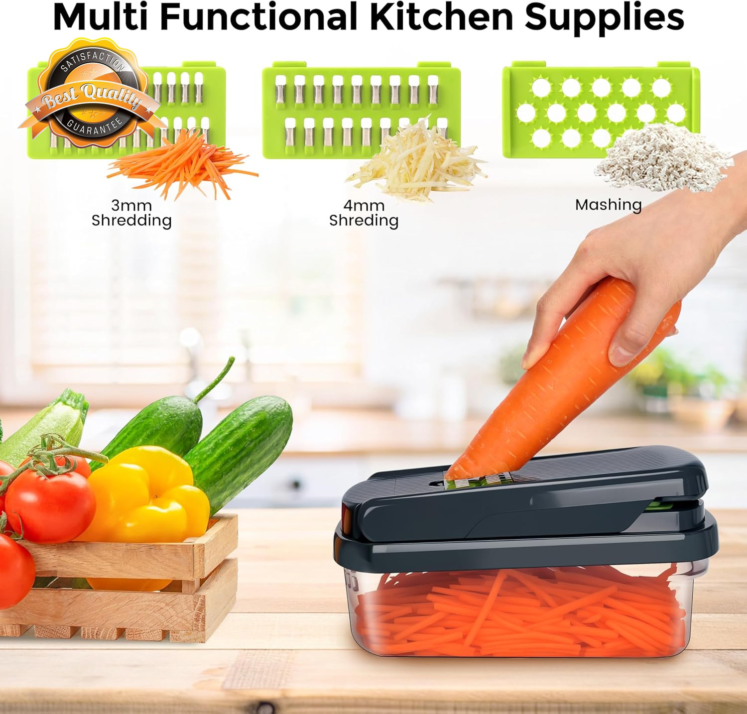 12-in-1 Vegetable Chopper 7 Blade Onion Cutter Food Dicer with Container