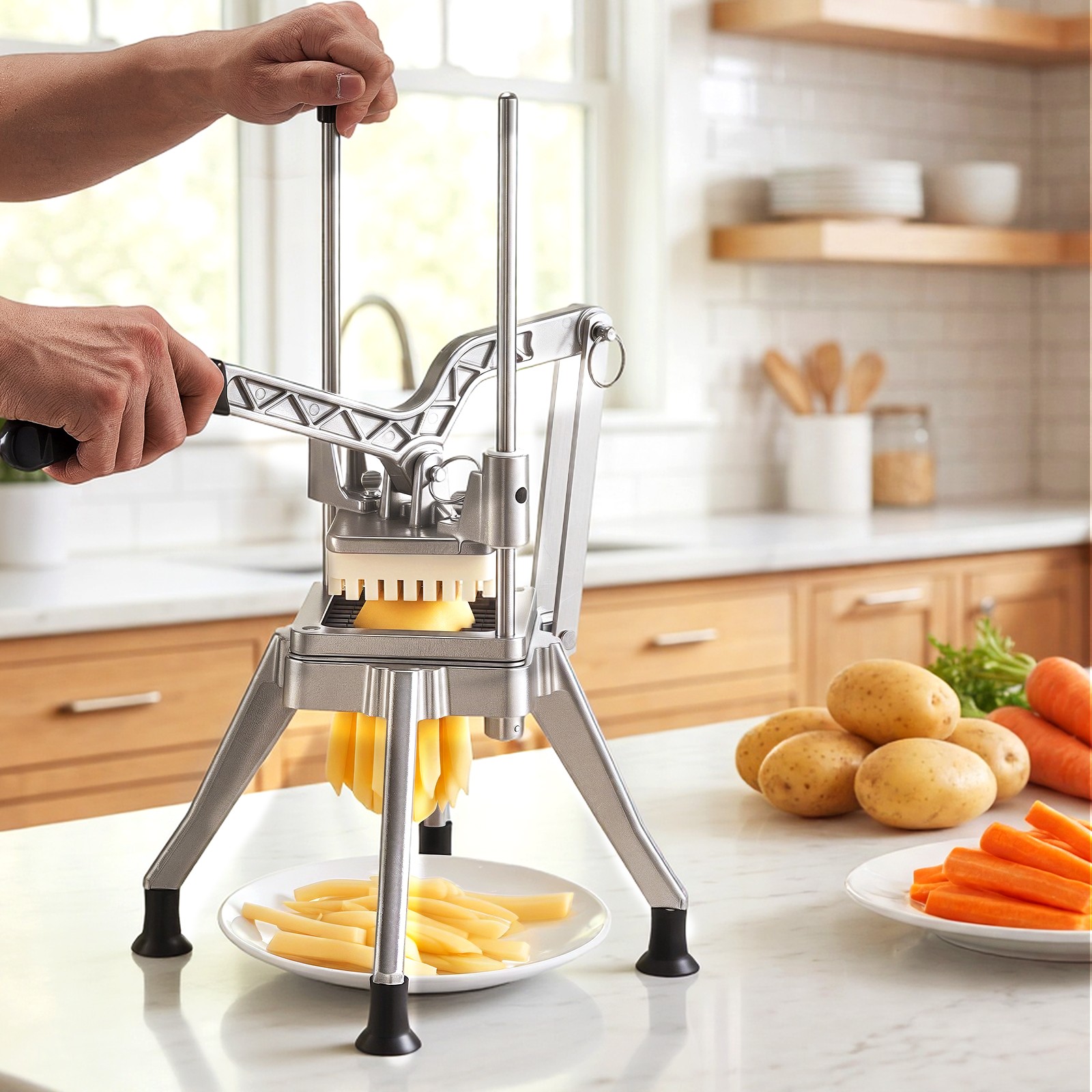 VEVOR French Fry Cutter Commercial Vegetable Chopper with 4 Replacement Blades