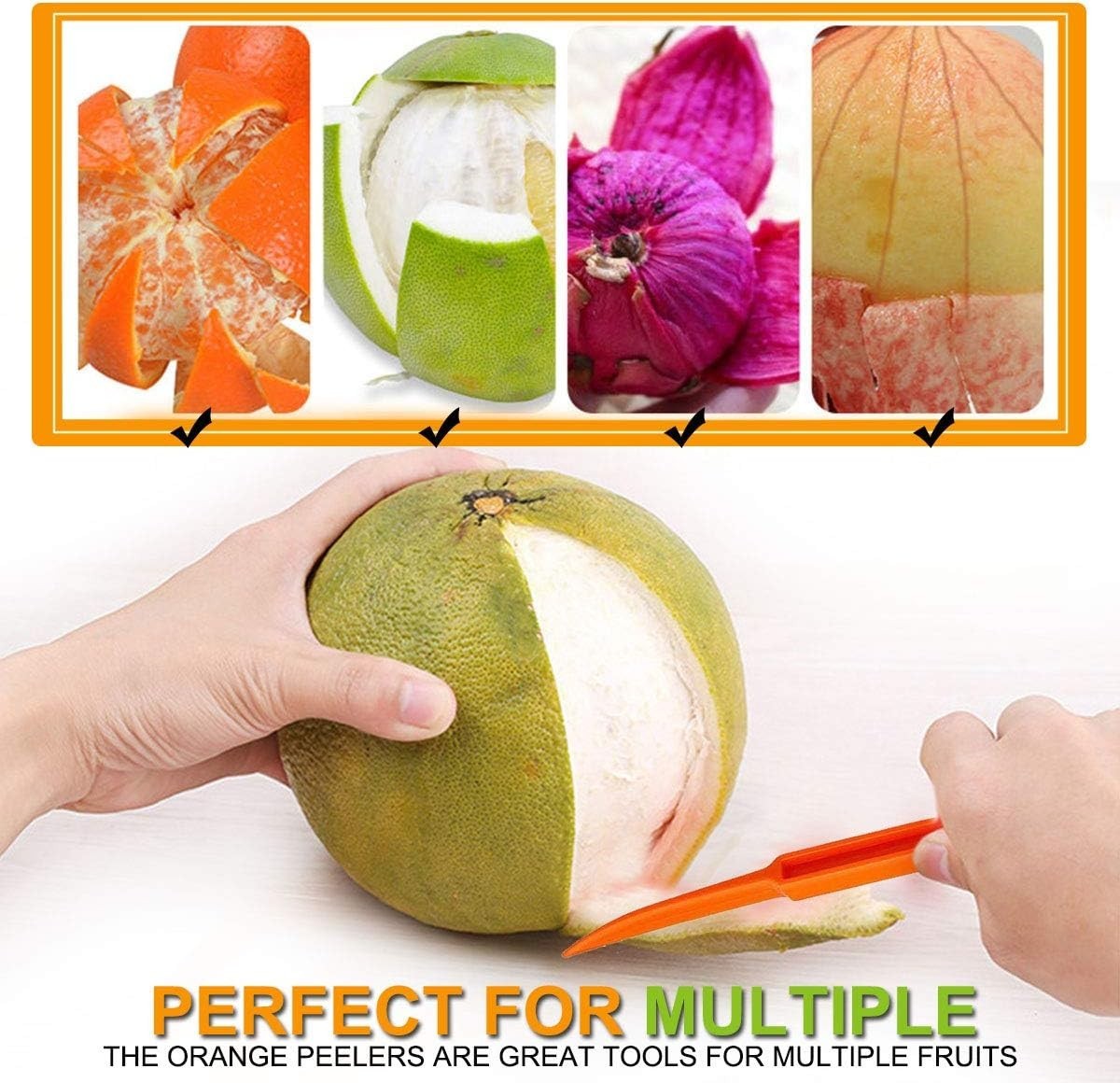 Eco-Friendly Orange Peeler Tool – 2 Pack Manual Citrus Peel Cutters in Green
