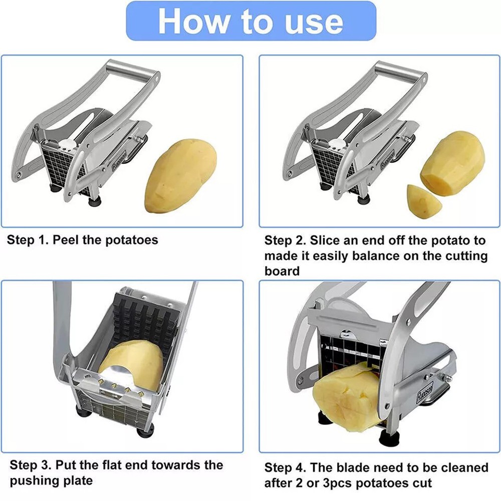 Stainless Steel Potato French Vegetable Chopper Food Slicer 2 Blades Fry Cutter
