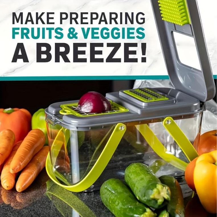 1 Set 16pcs Vegetable Chopper – Manual Slicer Grater Cutter with Container-NEW
