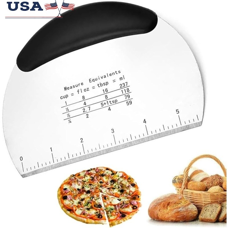 Stainless Steel Dough Scraper Pizza Cutter Heavy Duty Non-Slip Ergonomic Grip US