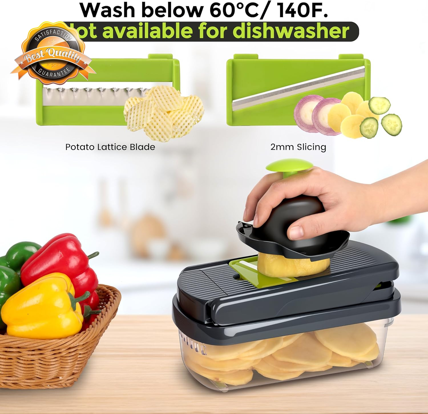 12-in-1 Vegetable Chopper 7 Blade Onion Cutter Food Dicer with Container