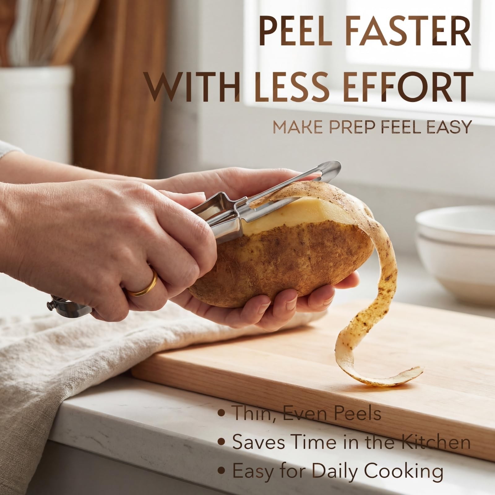 Stainless Steel Vegetable Peeler for Kitchen, Ergonomic Potato Peeler