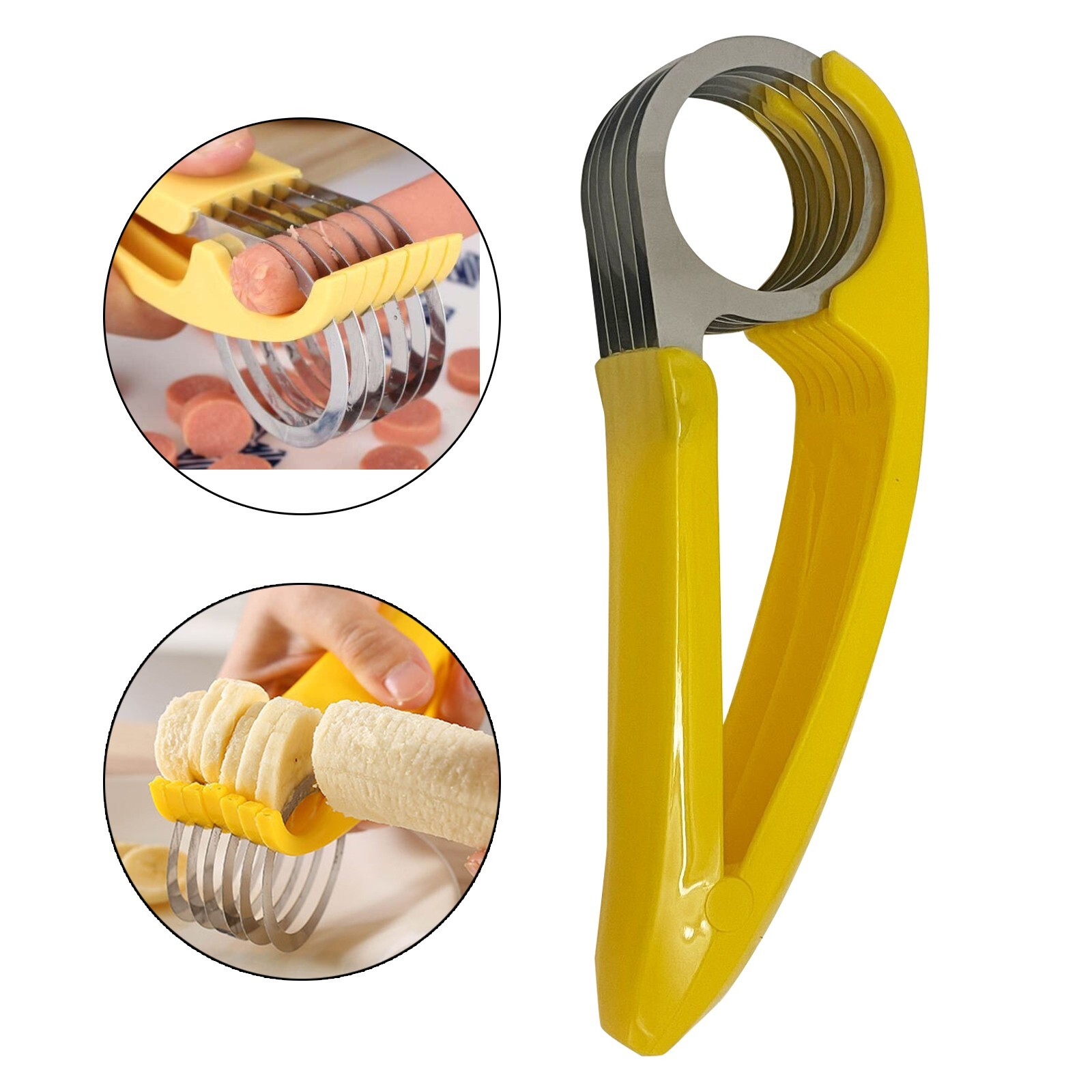 5 Slice Banana Slicer PP+Stainless Fruit Vegetable Salad Cutter Kitchen Tools