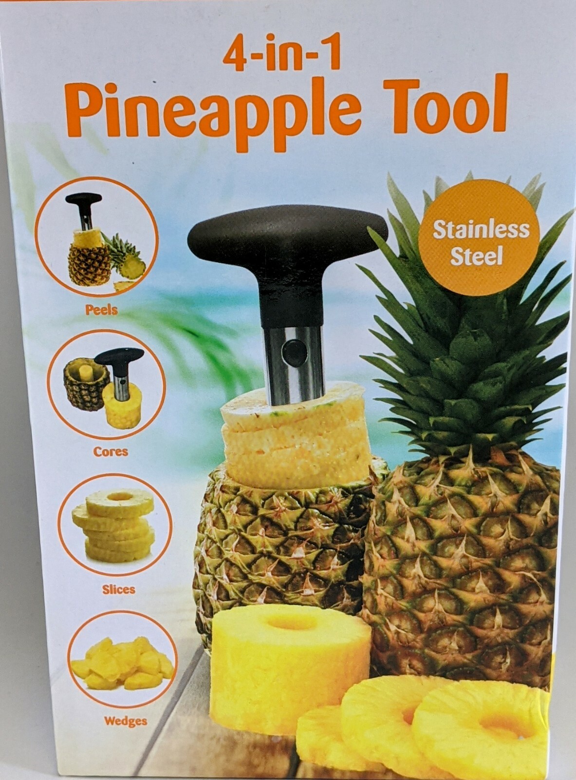 Stainless 4-in-1 Kitchen Pineapple Fruit Peeler Tool Peels Cores Slices Wedges