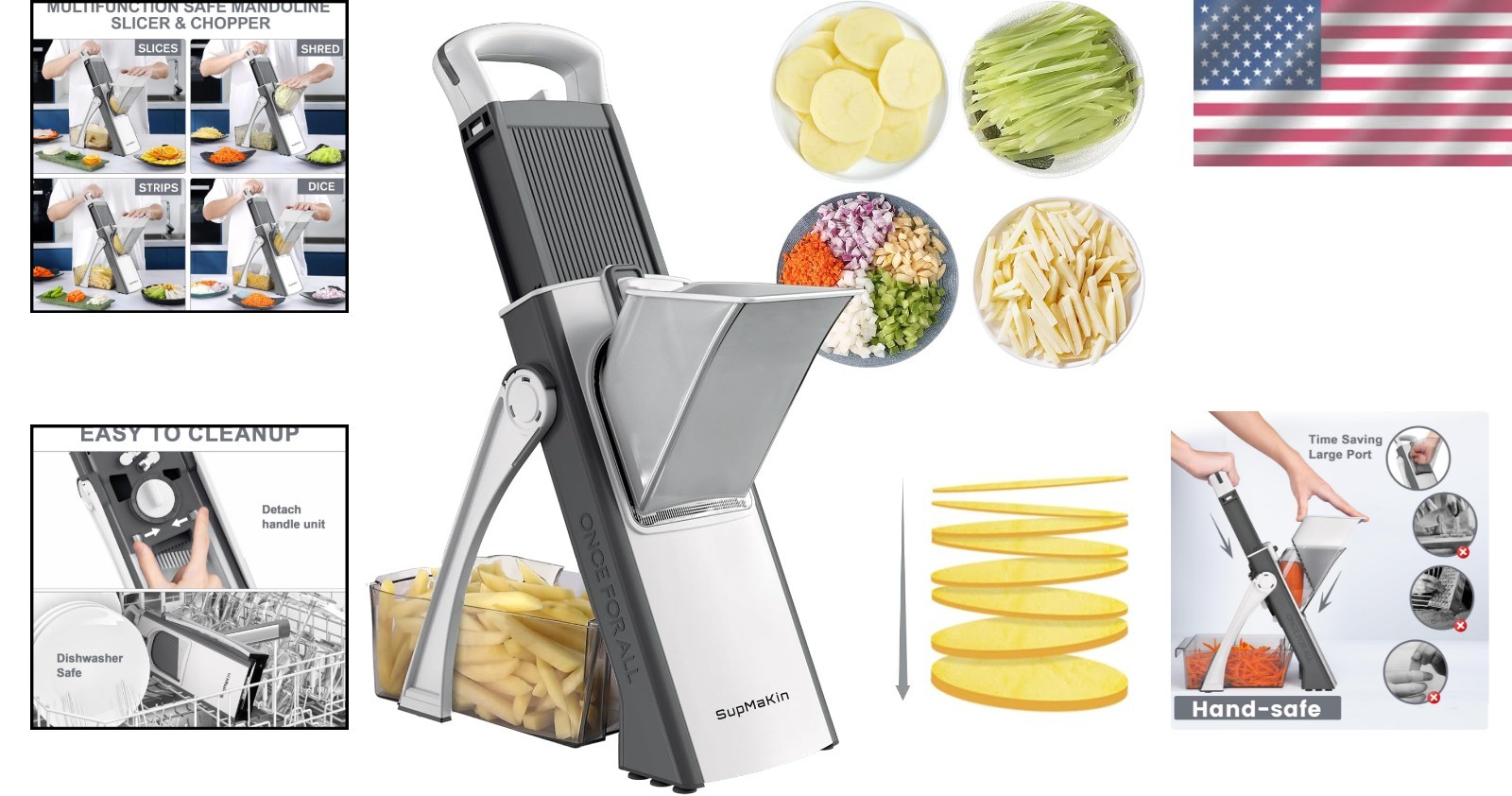 Upgrade Safe Mandoline Slicer: Multi Vegetable Chopper for Effortless Meal Prep