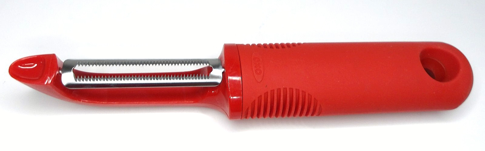 OXO Good Grips Soft Skin Serrated Peeler, Silicone / Nylon, Red, 7.5 in