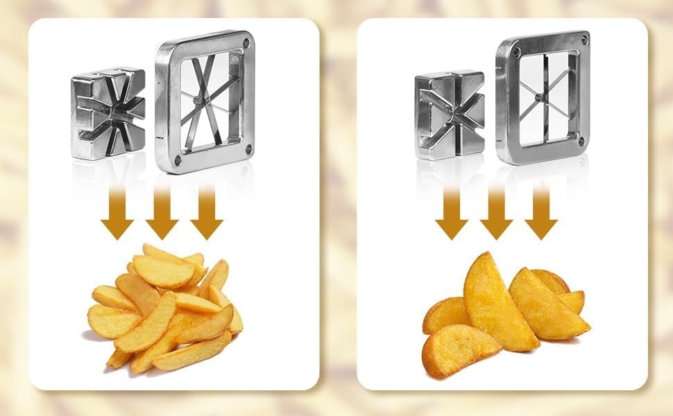 French Fry Cutter Commercial Potato Slicer with Suction Feet Complete Set, In…