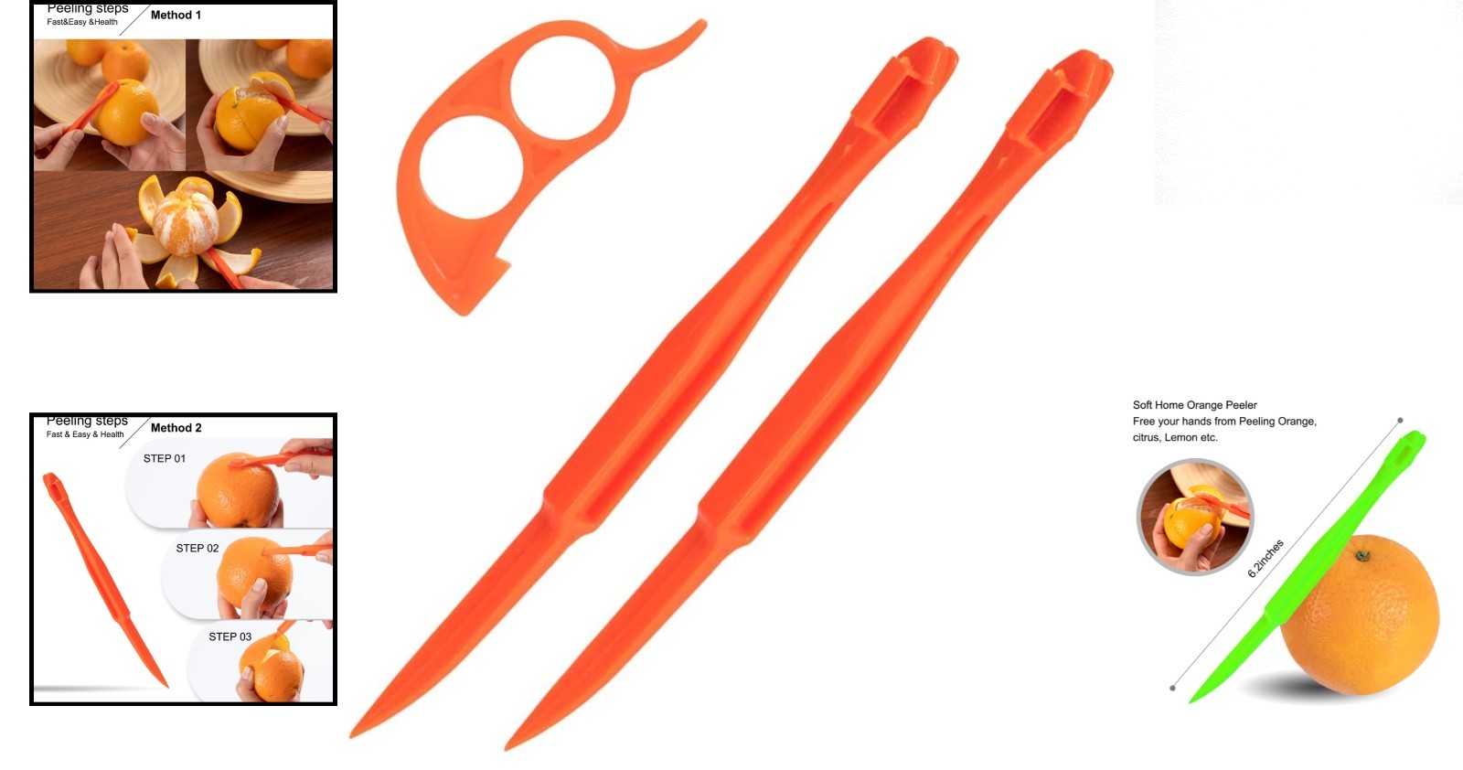 Long Handle Orange Peeler – Effortless Citrus & Fruit Slicing – 2 Pack