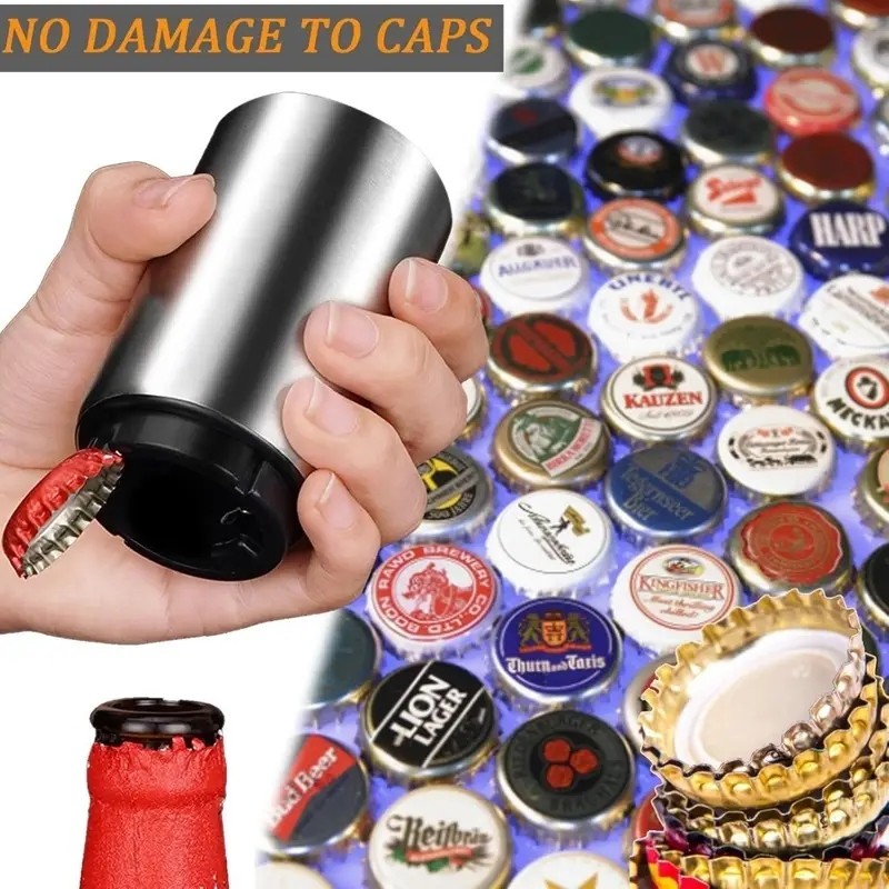 Automatic Beer Soda POP Bottle Opener Stainless Steel Magnetic