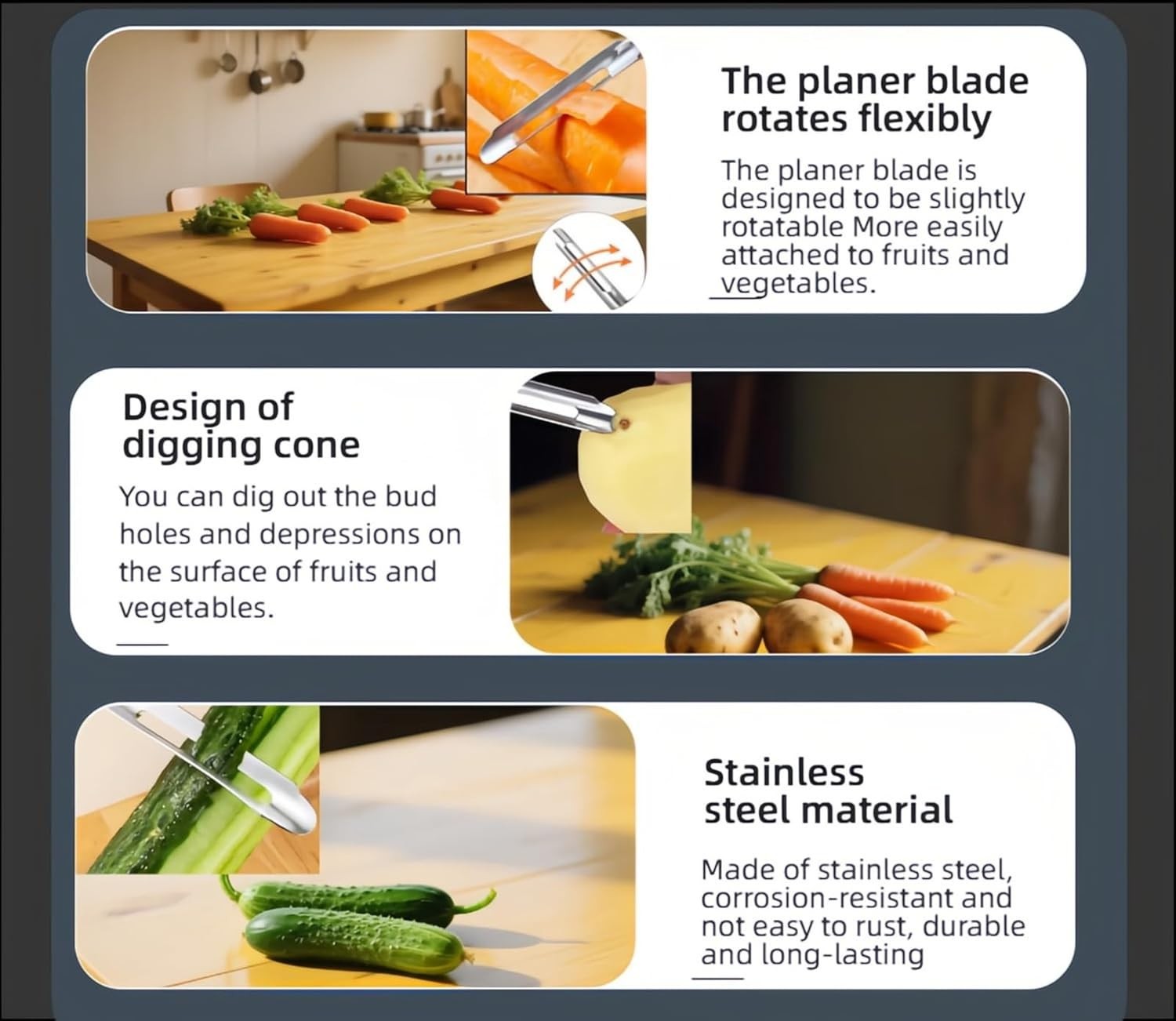 Professional Stainless Steel Peeler – Ergonomic Swivel Blade Design for Easy …