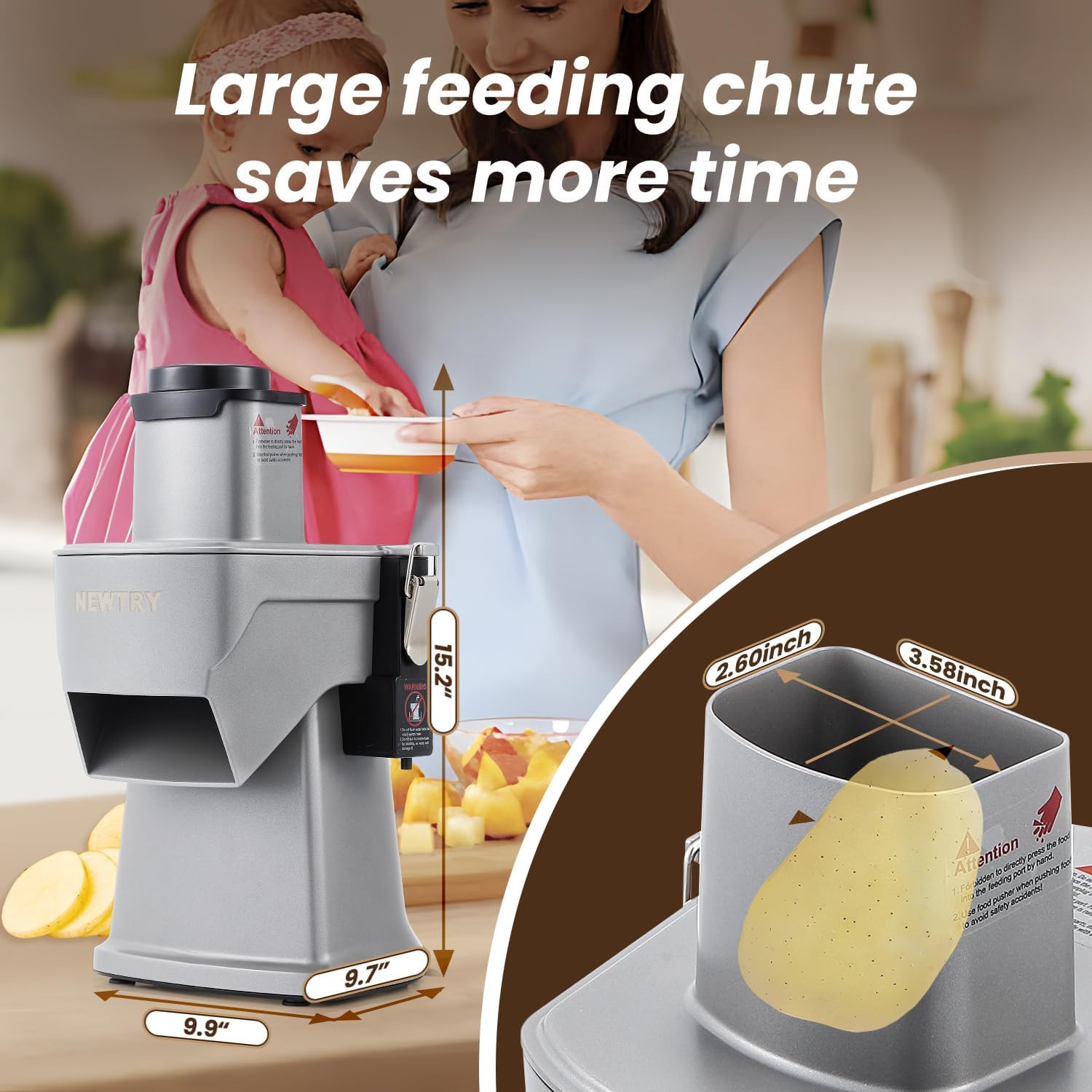 4 in 1 Electric Vegetable Slicer Dicer Shredder & Strip Cutter, Commercial Autom
